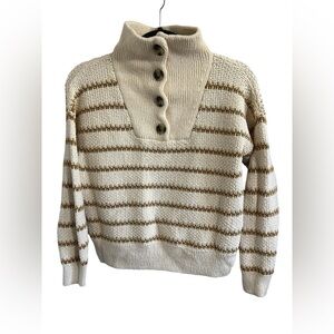 Madewell Canby Button Mockneck Sweater in Stripe